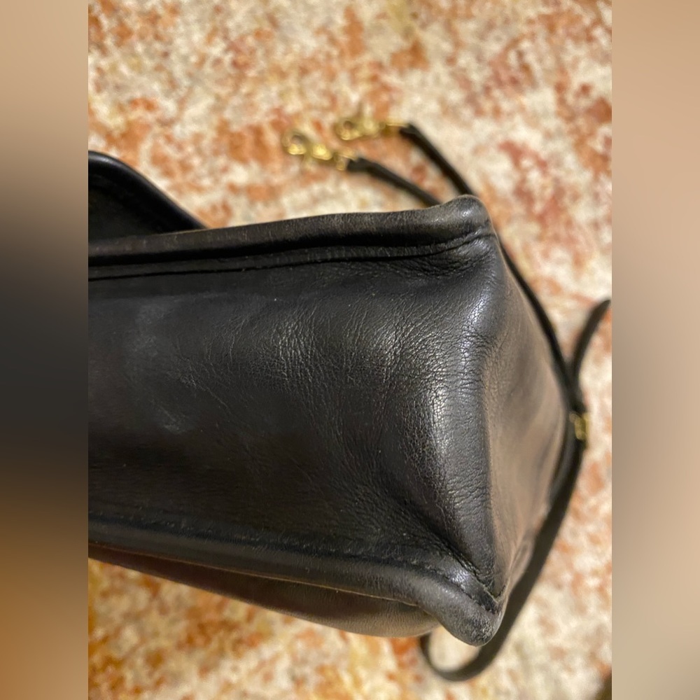 Coach Black Leather Crossbody Satchel with Gold Hardware - Picture 5 of 14